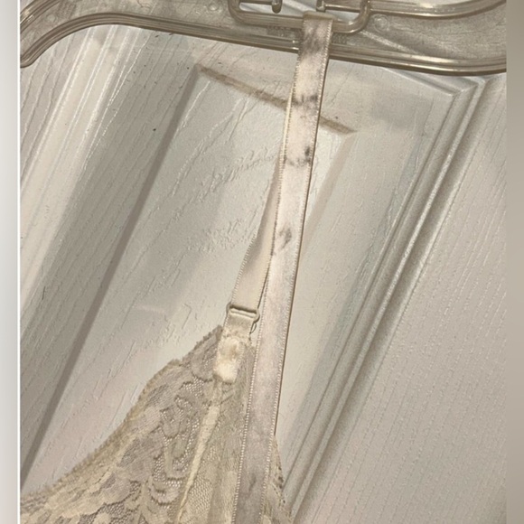 Vanity Fair VTG Women's Midi Ivory Slip Dress w Lace Trim Pink Flower Size 32/S - Picture 9 of 9